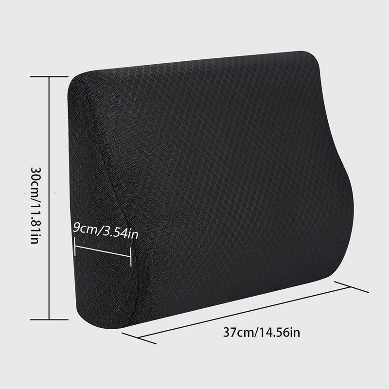 Black Memory Foam Lumbar Support Pillow Car Back Cushion - Image 5