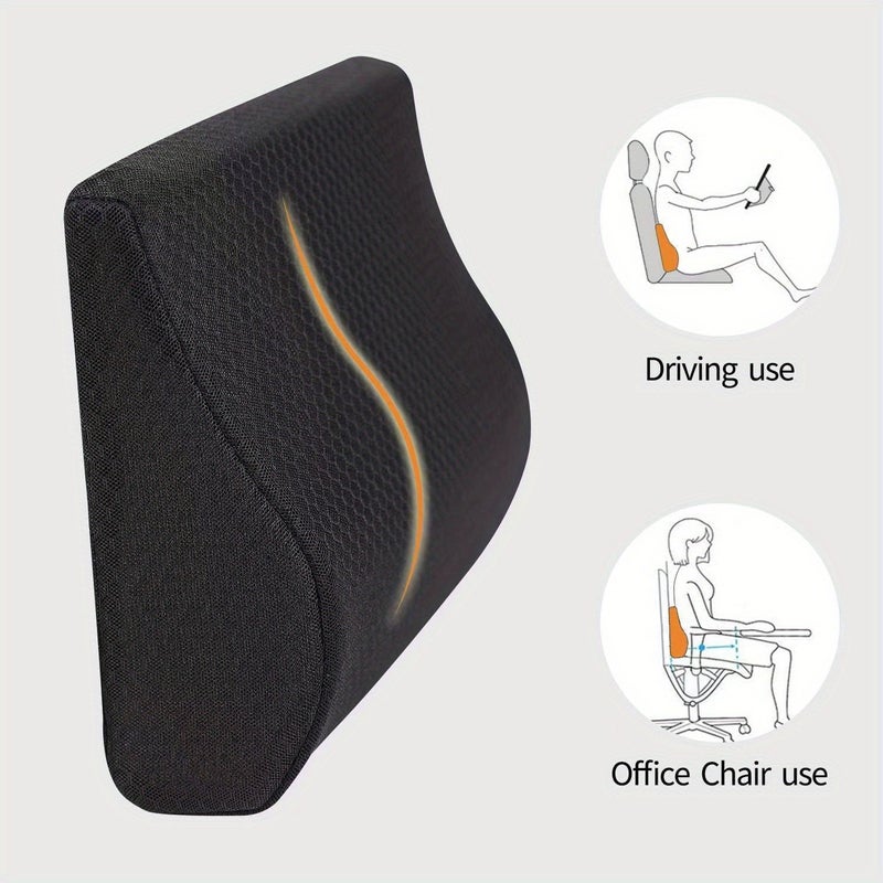 Black Memory Foam Lumbar Support Pillow Car Back Cushion - Image 2