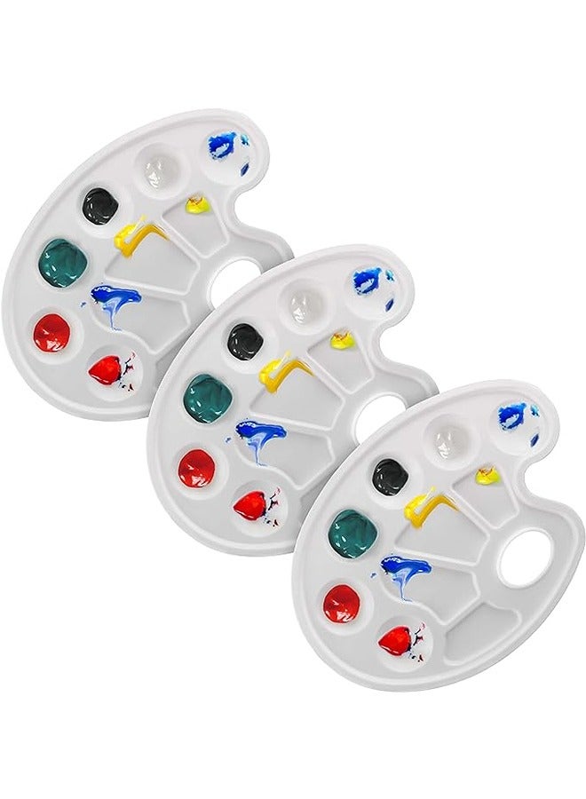 U.S. Art Supply 10-Well Plastic Artist Painting Palette (Pack of 3) - Paint Color Mixing Trays - Kids, Art Students, Classroom, Class Craft Projects, Party Events - Acrylic, Oil, Watercolor, Tempera - Image 1