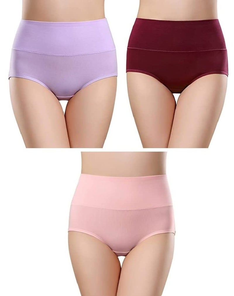 PLUMBURY Women's Cotton High Waist Full Coverage Panty, Size M-XXL (Pack of 3 Panty) - Image 1