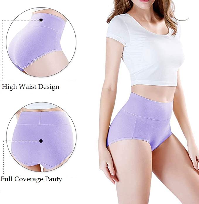 PLUMBURY Women's Cotton High Waist Full Coverage Panty, Size M-XXL (Pack of 3 Panty) - Image 2