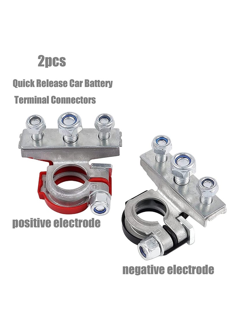 Zikra Battery Terminal Connectors, Quick Release Car, Top Post 2pcs Clamps -12V 3-Way, Leisure Caravan, Motorhome Pair, Positive and Negative - Image 2