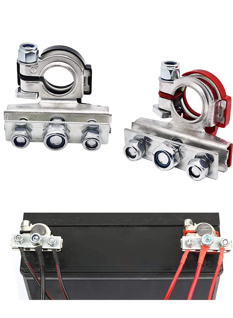 Zikra Battery Terminal Connectors, Quick Release Car, Top Post 2pcs Clamps -12V 3-Way, Leisure Caravan, Motorhome Pair, Positive and Negative - Image 1