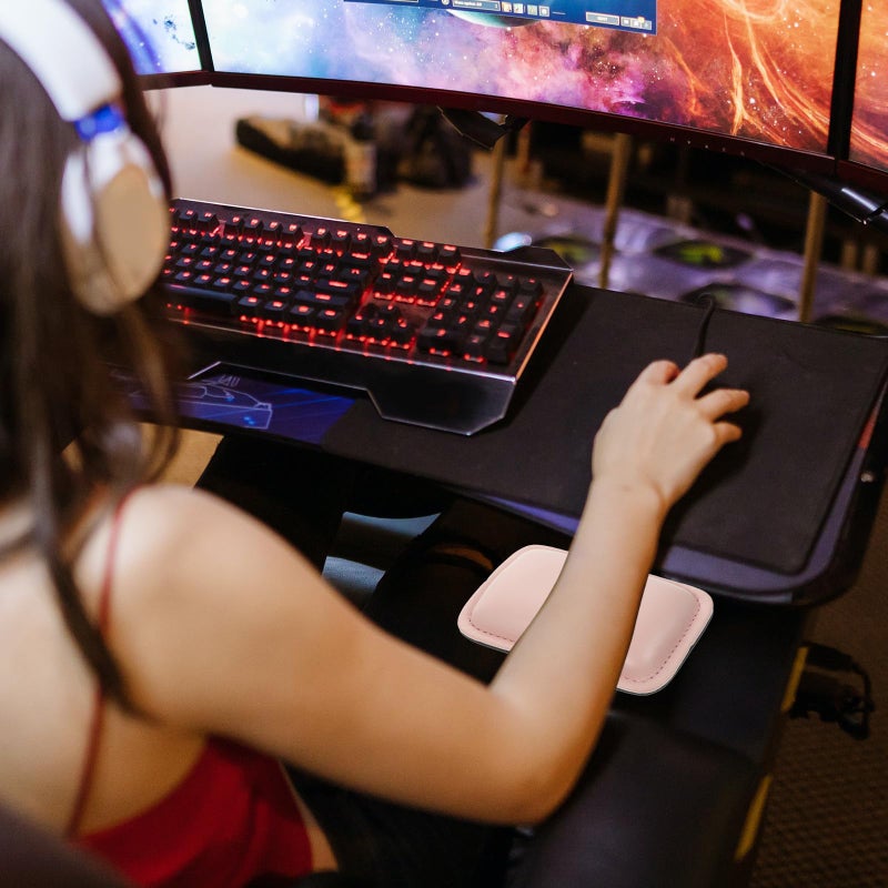 Pink Gaming Wrist Rest Pad with Mouse Cushion and Elbow Support for Office Typing - Image 4