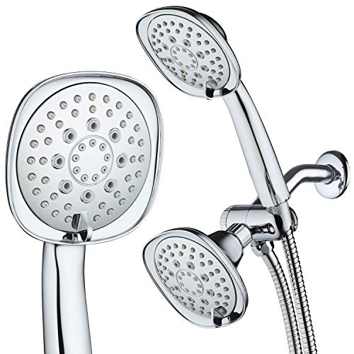 AquaDance Luxury Square 48setting HighPressure Dual HeadHandheld Shower Spa Combo ExtraLong 72 Stainless Steel Hose 3way Flow Diverter AllChrome Finish Best Quality from Top American Manufacturer - Image 3