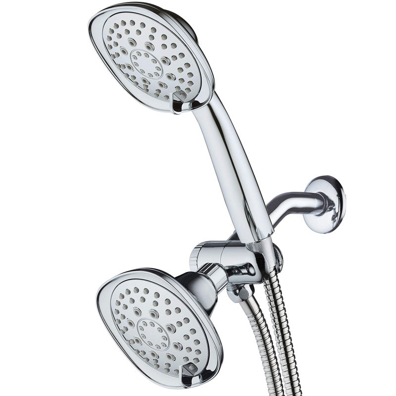 AquaDance Luxury Square 48setting HighPressure Dual HeadHandheld Shower Spa Combo ExtraLong 72 Stainless Steel Hose 3way Flow Diverter AllChrome Finish Best Quality from Top American Manufacturer - Image 2