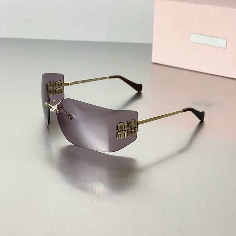 Generic Retro Frameless Sunglasses Unisex Miu54Y Purple 