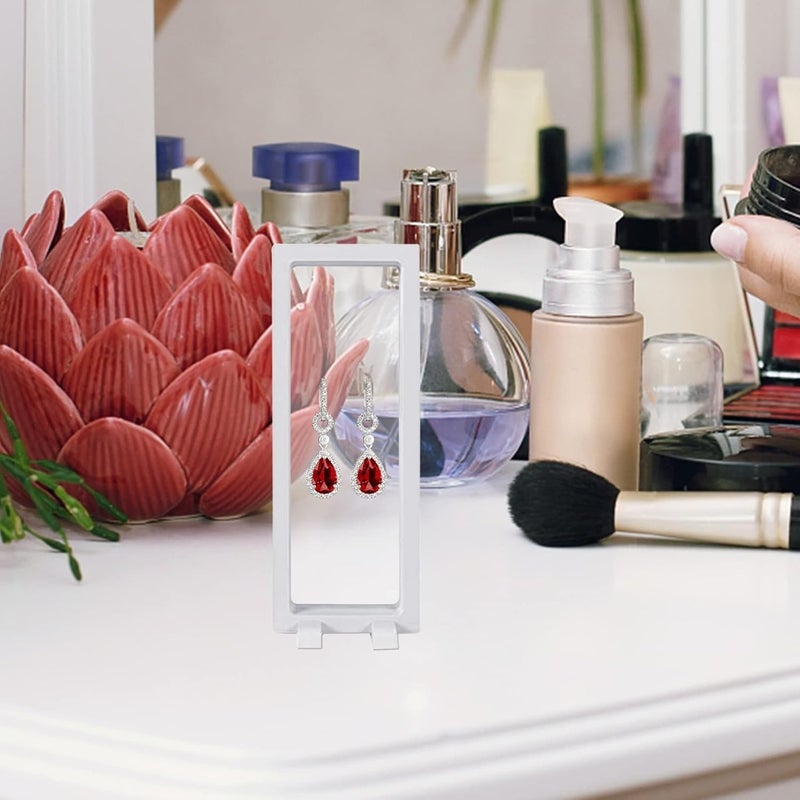 klarako 50pcs 3D Floating Display Case Bases Coin Chip Display Frame Stands Jewelry Pin Display Holder for Jewelry Organizer Box Displaying Pearls Medals Specimens White - Image 3