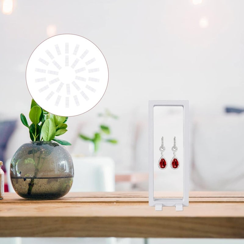 klarako 50pcs 3D Floating Display Case Bases Coin Chip Display Frame Stands Jewelry Pin Display Holder for Jewelry Organizer Box Displaying Pearls Medals Specimens White - Image 5