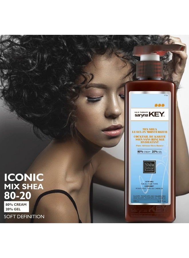 Saryna Key Mixed Shea 80-20 (500ml/16.9oz) - Leave-in-Moisturizer - Pure African Shea Butter - Perfect for Soft Waves and Loose Curls - contains enhanced concentrations of Shea Butter
