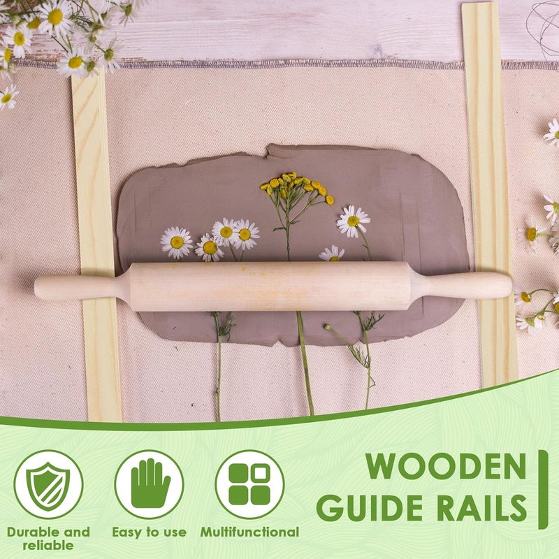 windforgecraft 20 Pcs Pottery Teaching Rolling Mud Stick Guide Clay Rolling Pin Guides Wood Rolling Pin Set Wooden Slab Roller Guides for Clay Clay Tools for Manual Self Made Clay Gift Decoration (Style 2) - Image 2