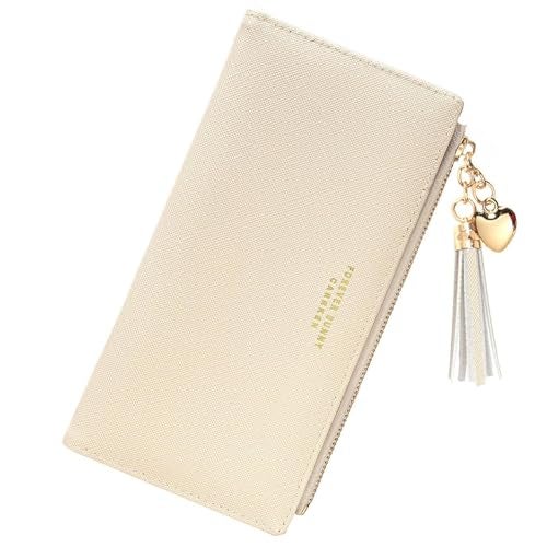 Valentoria Womens Wallet Cute Elegant Long Slim Card Holder Case Minimalist Coin Purse Thin Tassels Zip Clutch Wallets for Girls Ladies - Image 1