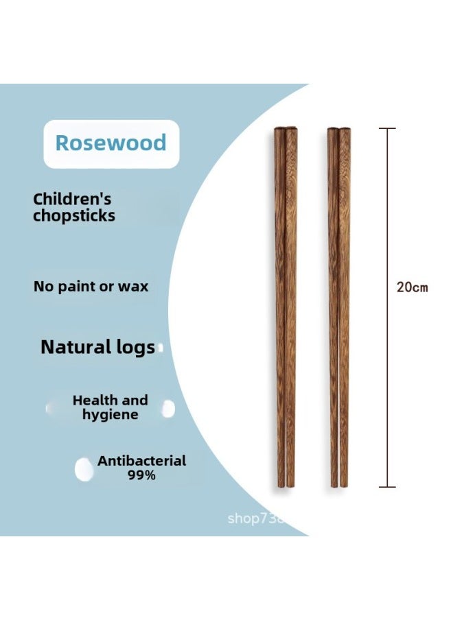 Generic - Log Children's Chopsticks Cartoon Baby's Chopsticks Children's Special Kindergarten Household Natural Solid Wood Short Chopsticks-Color:[Red Sandalwood] 20cm Children's Chopsticks - Image 1