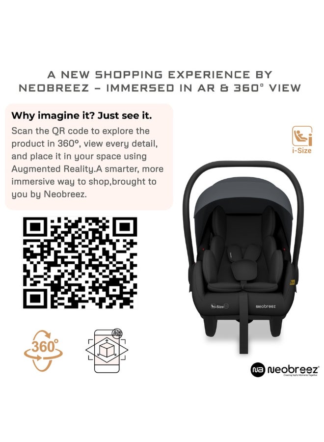 نيوبريز مقعد سيارة للأطفال آي-ساكرو آي-سايز للسفر، محمول، خفيف الوزن، حامل أطفال، سرير متنقل، يشمل مخفض مقعد ووتد مقعد، حزام ثلاثي النقاط، معتمد ، مظلة مقاومة للماء، من الولادة حتى  شهرًا،  كجم، المجموعة + - Image 2