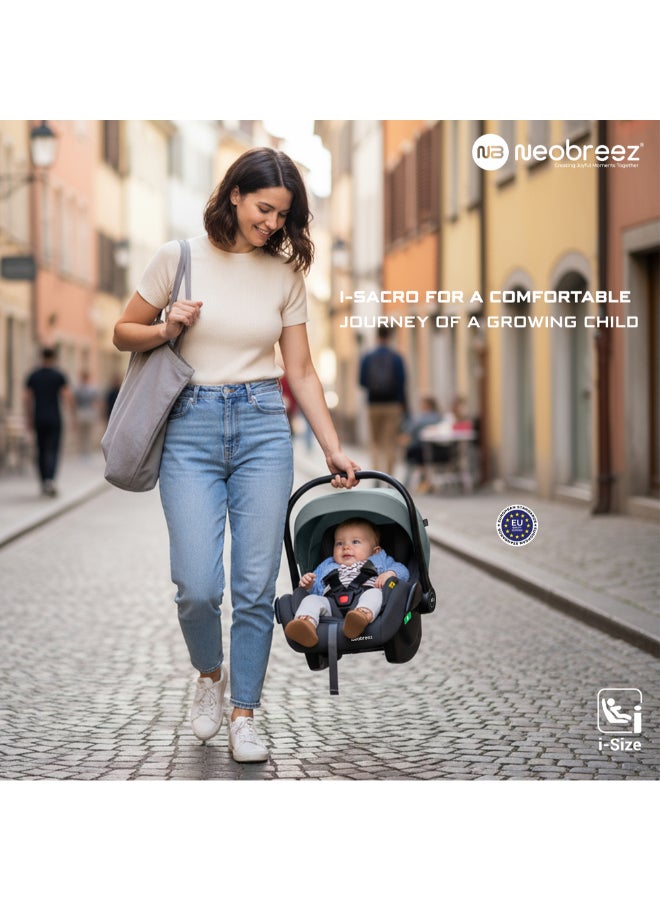 نيوبريز مقعد سيارة للأطفال آي-ساكرو آي-سايز للسفر، محمول، خفيف الوزن، حامل أطفال، سرير متنقل، يشمل مخفض مقعد ووتد مقعد، حزام ثلاثي النقاط، معتمد ، مظلة مقاومة للماء، من الولادة حتى  شهرًا،  كجم، المجموعة + - Image 4