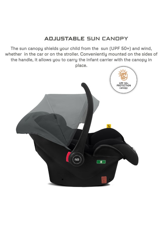 neobreez I-SACRO I-Size Infant Travel Portable Car Seat, Lightweight Baby Car Seat Carrier, Carry Cot, Includes Seat Reducer&Seat Wedge, 3 Point Harness, ECER129, Waterproof Canopy, Newborn to 15months, 13Kg, Group 0+ - Image 3