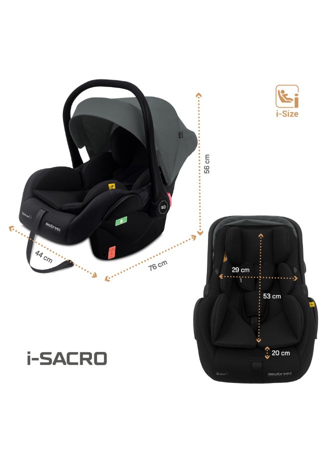 neobreez I-SACRO I-Size Infant Travel Portable Car Seat, Lightweight Baby Car Seat Carrier, Carry Cot, Includes Seat Reducer&Seat Wedge, 3 Point Harness, ECER129, Waterproof Canopy, Newborn to 15months, 13Kg, Group 0+ - Image 4
