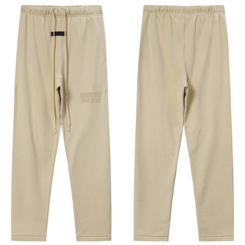 2023 FOG Essentials Casual Pants Unisex Autumn Winter 8899-Sand white silicone printing 