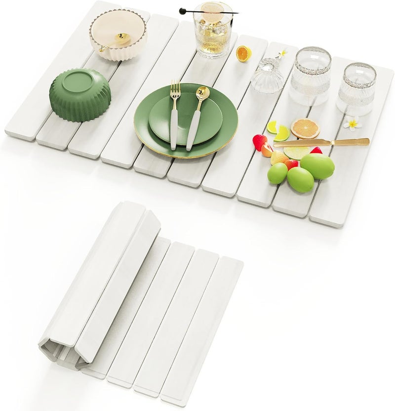Dayacoco Stone Drying Mat for Kitchen Counter, Large Collapsible Stone Dish Drying Mat,Ultra Absorbent Diatomaceous Earth Mats for Dishes Bottles Cups, Fits Any Countertop,23"×15.3",White - Image 1