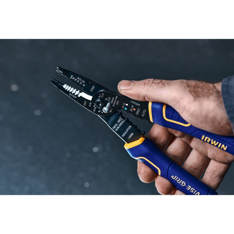 IRWIN VISE-GRIP Wire Stripper, 8 inch, Cuts 10-22 AWG, Plier Style Nose, ProTouch Grip for Maximum Comfort (2078309) - Image 2