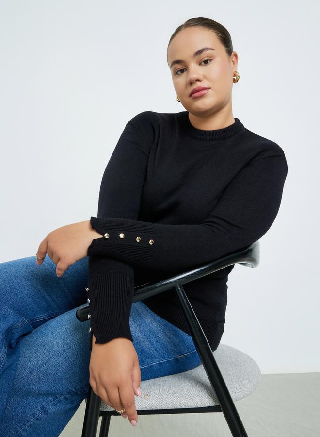 Styli Plus Size Slim Fit Knit Sweater - Image 1