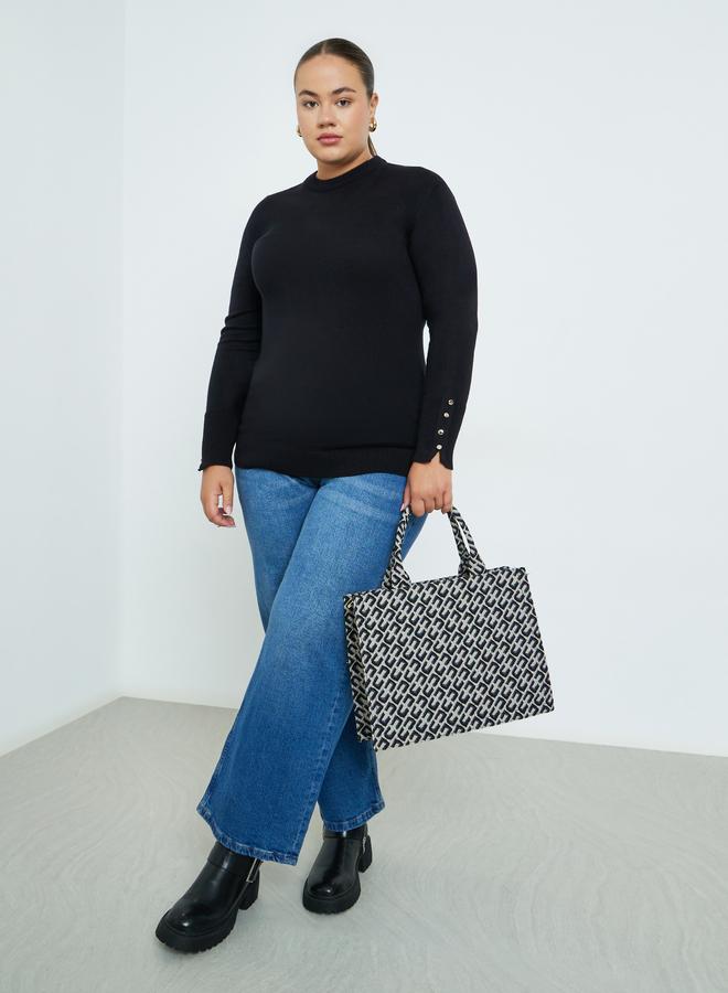 Styli Plus Size Slim Fit Knit Sweater - Image 2