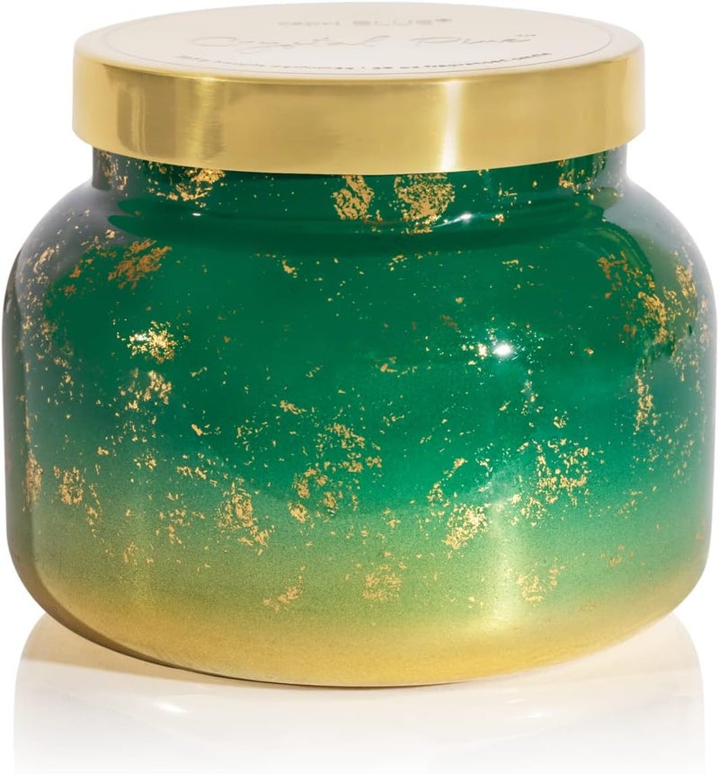Capri Blue Crystal Pine Scented Oversized Jar Candle - Emerald Green and Gold Glimmer Jar with Ombre Glass - Luxury Aromatherapy Candle - 28 oz - Image 1