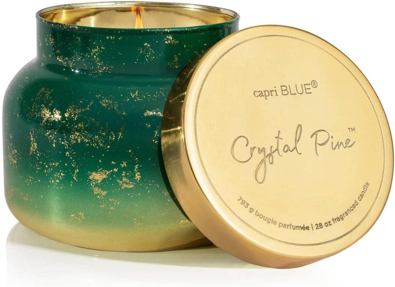 Capri Blue Crystal Pine Scented Oversized Jar Candle - Emerald Green and Gold Glimmer Jar with Ombre Glass - Luxury Aromatherapy Candle - 28 oz - Image 2