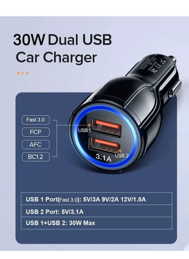 Raxoom Usb Car Charger Adapter With Usb To Lightning Cable Dual Port Car Usb Charger/Fast Car Adapter For Iphone 14 13 X 8 7 6S Usb Car Adapter Car Phone Charger For Samsung Huawei Google & Other All Models - Image 3