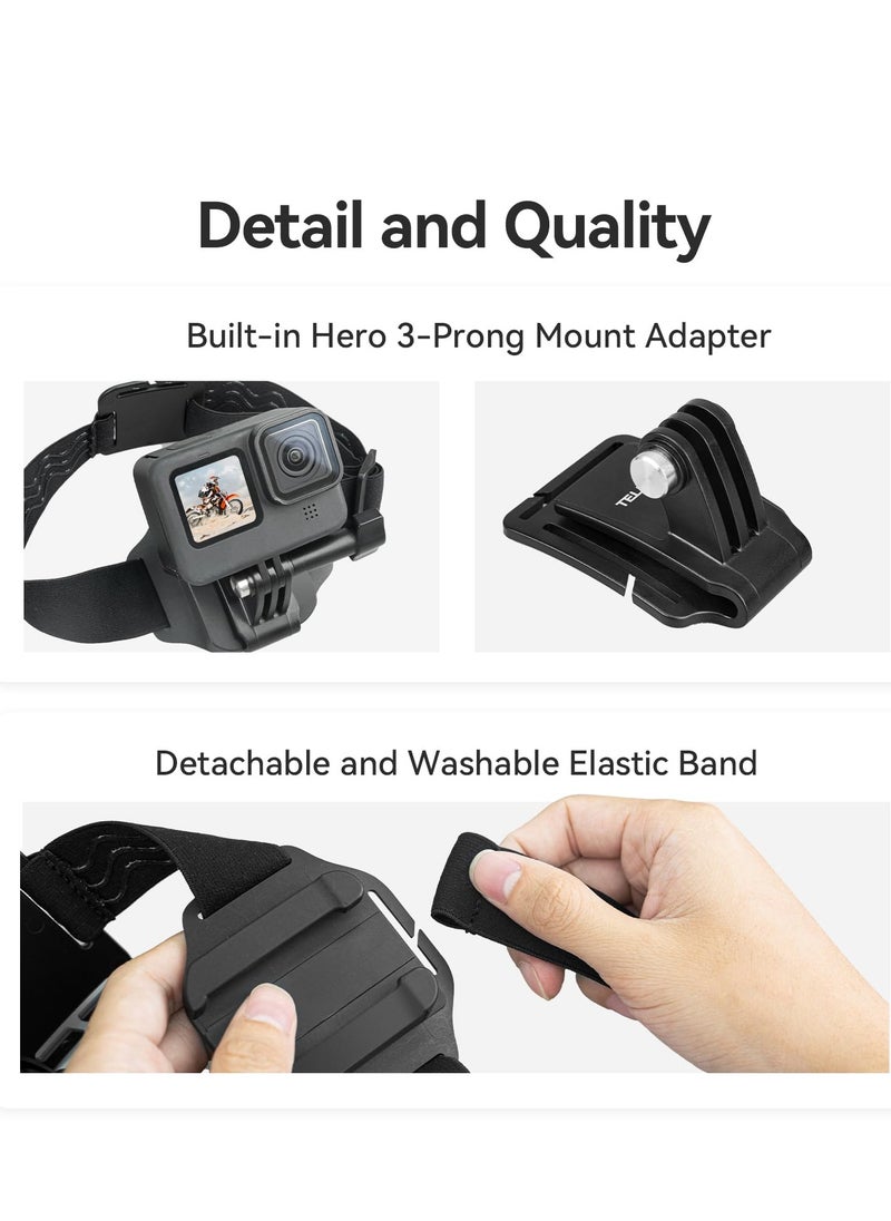 SYOSI - Head Strap Mount with Cap Clip, Quick Release Head Belt Mount Compatible with Go Pro Hero 11/10/9/8/7/6/5, Fusion, Max, DJI OSMO and Most Action Cameras Head Mount - Image 1