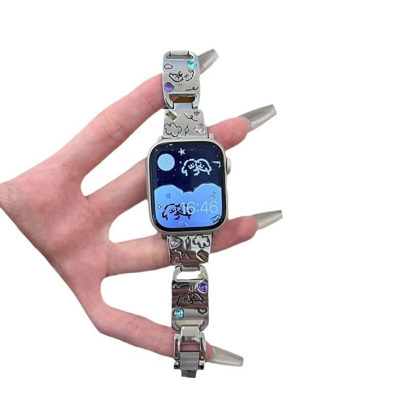 Metal Portable Smartwatch Band for daily smartwatch wear and replacement strap Black Outdoor Use Use Routine Use Personal Use Indoor Use On The - Image 4