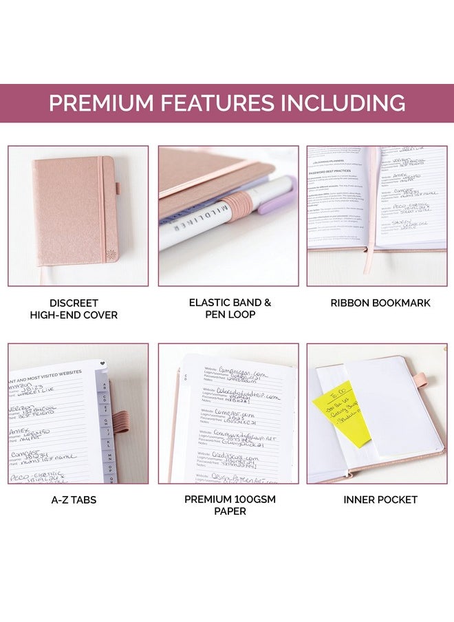 Small Password Keeper Book With Alphabetical Tabs For Seniors - Internet Website Address Logins & Usernames Pocket Organizer (4” X 5.5”)