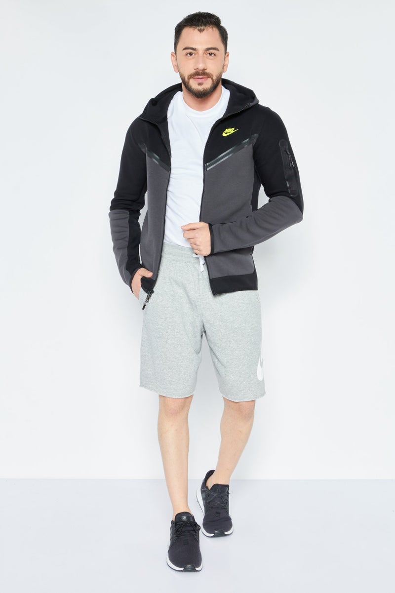 Nike سويت شيرت رياضي للرجال بأكمام طويلة وقبعة، أسود/رمادي - Image 2