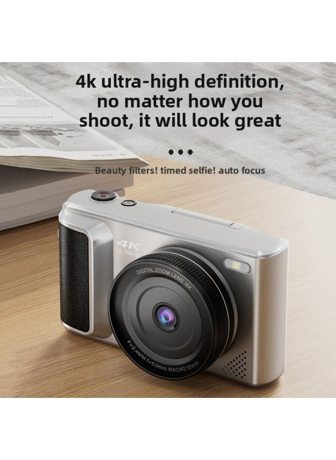 Generic 4K HD Pixel Campus Flip Screen Selfie Micro Single Photo Video Entry-level Digital Camera-Body Color:16g Memory Card  - Image 1