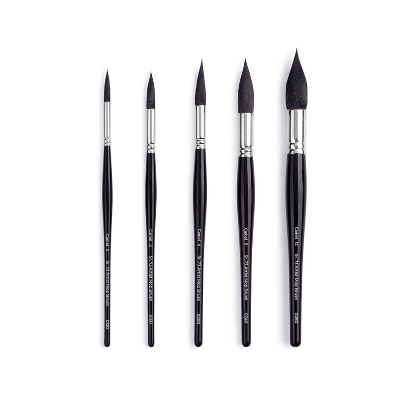 Camel Artist Mop Brushes, Assorted Pack of 5 - Image 2