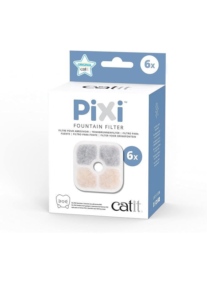 Catit PIXI Cat Drinking Fountain Original Filter, Official Replacement Triple Action Water Filter, 6-Pack, White - Image 1