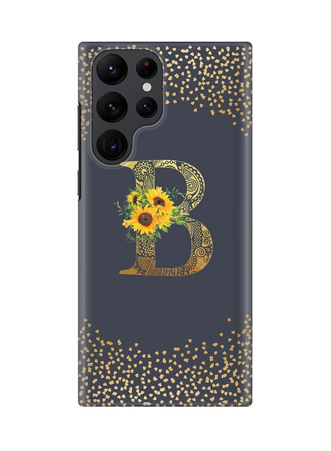 Stylizedd Monogram Slim Cover for Samsung Galaxy S22 Ultra 5G Case Custom Initials Letter Floral Pattern Snap Series Mobile Cover Matte Alphabet  - B (Grey) - Image 1