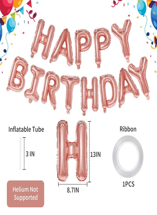 PatiCool Rose Gold Happy Birthday Balloon Banner, 16 Inch Foil Mylar Happy Birthday Balloons Letters, Reusable Happy Birthday Sign, Rose Gold Birthday Decorations for Women and Girls - Image 3