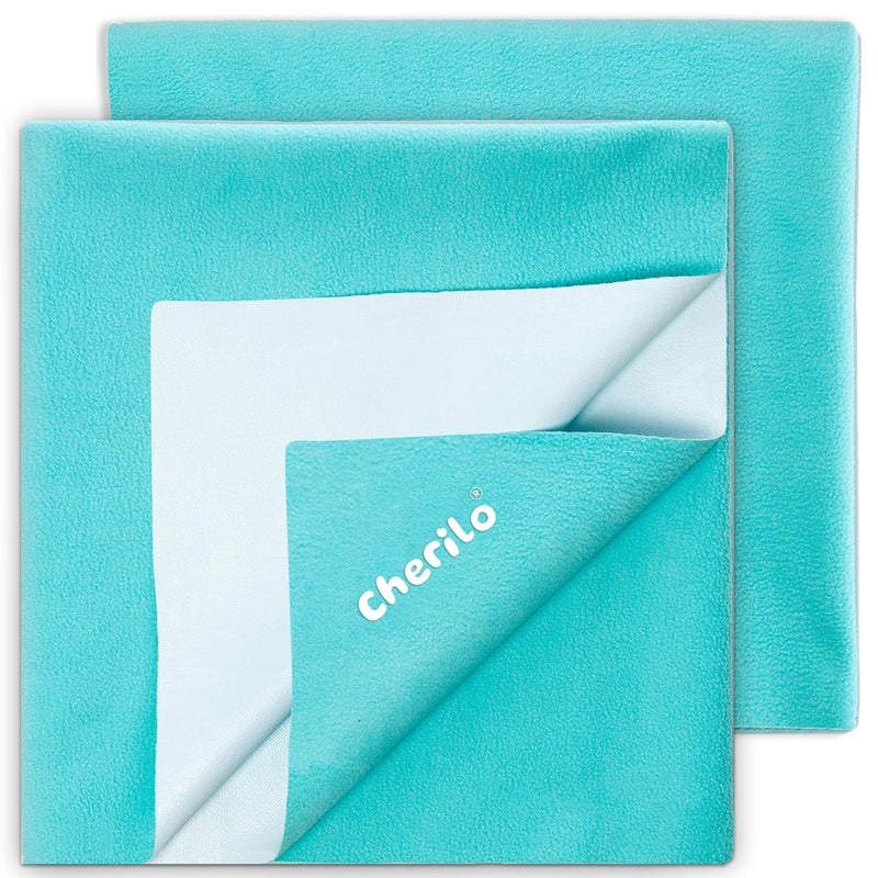Cherilo Cherilo Quick Dry Waterproof Protector Baby Dry Sheets, Small (50cm X 70cm)| Sea Green, Pack of 2 - Image 1