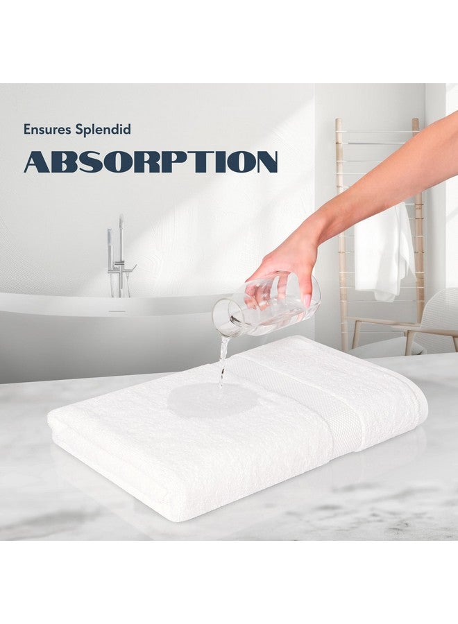 White Classic مجموعة من 4 من مناشف الحمام الفاخرة الكلاسيكية البيضاء - 700 GSM من قطن تركي فائق النعومة 27x54 | عالية الامتصاص وسريعة الجفاف | مناشف فندقية للحمام الفاخر، مناشف استحمام فخمة، بيضاء - Image 4