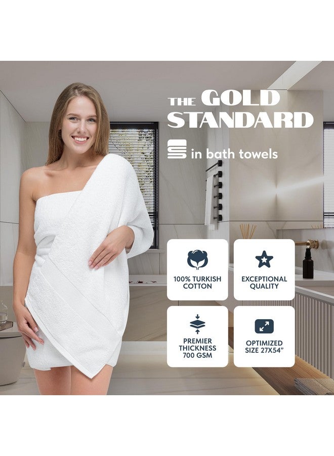 White Classic مجموعة من 4 من مناشف الحمام الفاخرة الكلاسيكية البيضاء - 700 GSM من قطن تركي فائق النعومة 27x54 | عالية الامتصاص وسريعة الجفاف | مناشف فندقية للحمام الفاخر، مناشف استحمام فخمة، بيضاء - Image 3