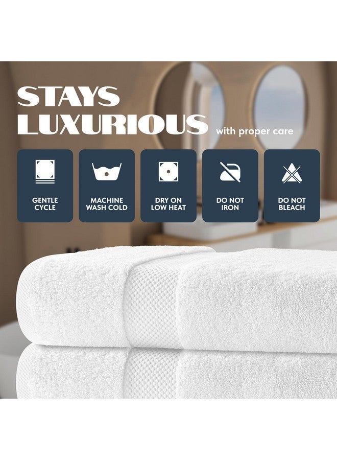 White Classic مجموعة من 4 من مناشف الحمام الفاخرة الكلاسيكية البيضاء - 700 GSM من قطن تركي فائق النعومة 27x54 | عالية الامتصاص وسريعة الجفاف | مناشف فندقية للحمام الفاخر، مناشف استحمام فخمة، بيضاء - Image 5