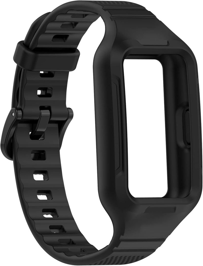 لوكيكي سوار بديل LOKEKE متوافق مع Huawei Band 8 - سوار معصم بديل من السيليكون متوافق مع Honor Band 8 / 7 / 6 وHuawei Band 7 / 6 (سيليكون أسود) - Image 1