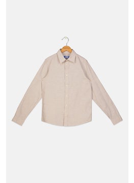 Jack Jones Kids Boys Palin Long Sleeve Casual Shirt, Beige  - Image 1
