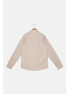 Jack Jones Kids Boys Palin Long Sleeve Casual Shirt, Beige  - Image 2