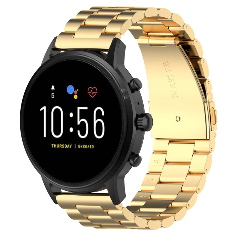 إيروريكس سوار ساعة معصم فولاذي مقاس 22 مم لساعات Fossil Gen 5 Carlyle وGen 5 Julianna وGen 5 Garrett وGen 5 Carlyle Hr (ذهبي) - Image 1