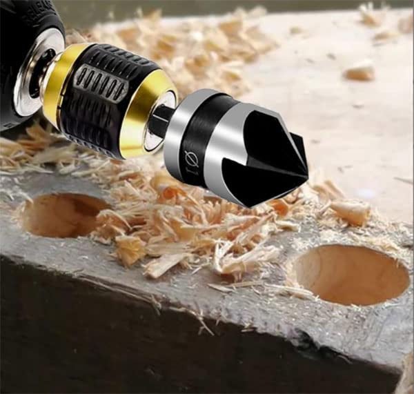 YADAV High Quty 2pcs 5 Flute High Speed Steel Industrial Countersink Drill Bit Set Counter Sink Edge Chamfer Cutter 14 Shank - Image 5