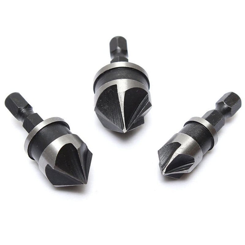 YADAV High Quty 2pcs 5 Flute High Speed Steel Industrial Countersink Drill Bit Set Counter Sink Edge Chamfer Cutter 14 Shank - Image 1