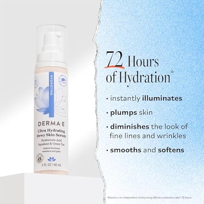 derma-e DERMA E Ultra Hydrating Dewy Skin Serum – Moisturizing Facial Treatment with Anti-Aging Squalane, Hyaluronic Acid and Ceramides to Smooth and Replenish, 2 FL Oz - Image 2