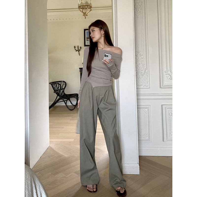 Suit Wide Leg Pants Women'S Casual Straight Pants Drape Pants High Waist Pants Fashion - Image 3